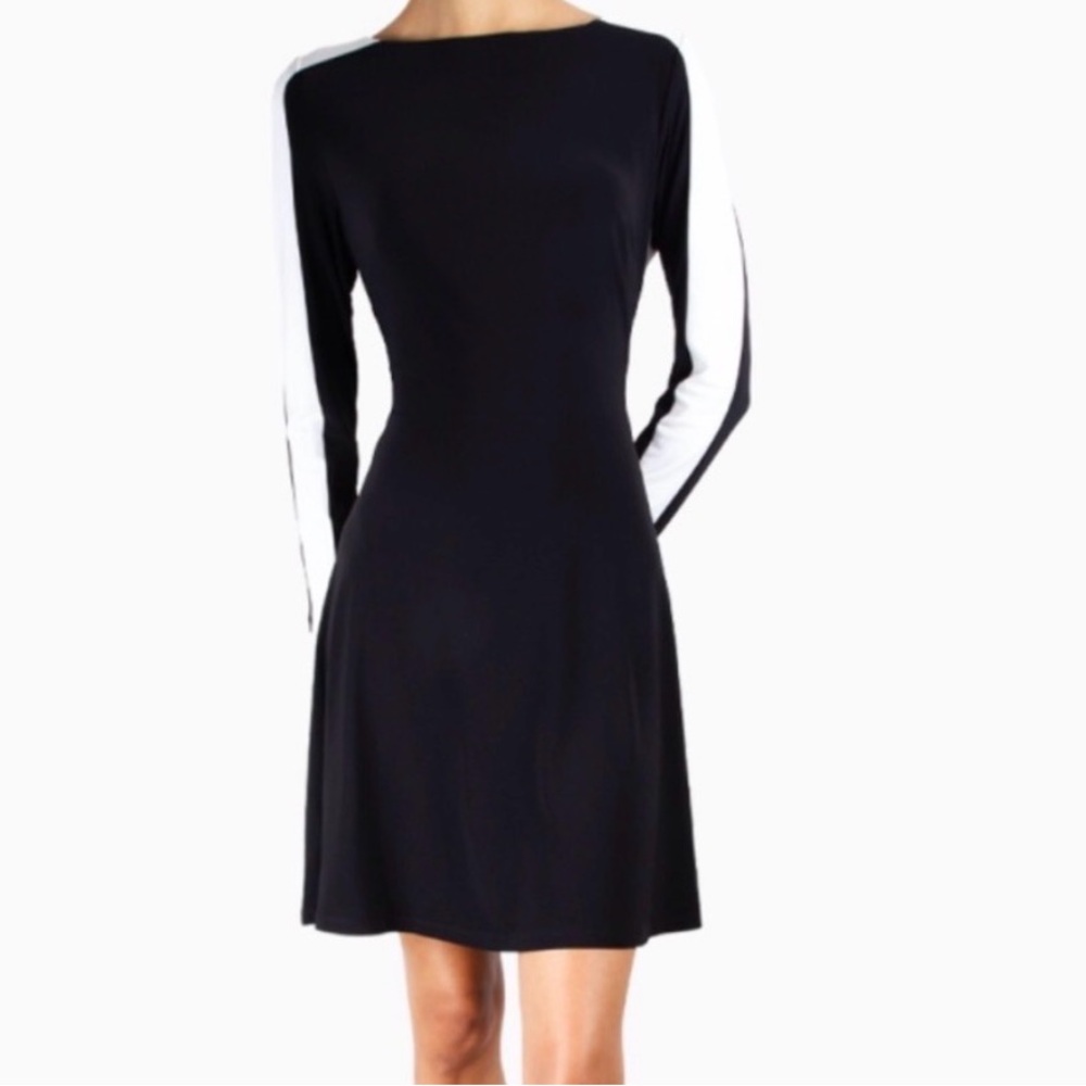 Ralph Lauren Black and White Long Sleeve Dress